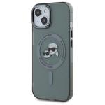 Carcasa Karl Lagerfeld IML Metal Karl & Choupette Head, cu MagSafe, compatibila cu iPhone 15, Negru 3 - lerato.ro