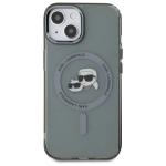 Carcasa Karl Lagerfeld IML Metal Karl & Choupette Head, cu MagSafe, compatibila cu iPhone 15, Negru 2 - lerato.ro