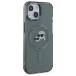 Carcasa Karl Lagerfeld IML Metal Karl & Choupette Head, cu MagSafe, compatibila cu iPhone 15, Negru 5 - lerato.ro