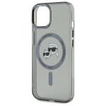 Carcasa Karl Lagerfeld IML Metal Karl & Choupette Head, cu MagSafe, compatibila cu iPhone 15, Negru 7 - lerato.ro