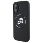 Carcasa Silicone Karl Lagerfeld Karl & Choupette Heads, Ring MagSafe, compatibila cu iPhone 16, Negru 3 - lerato.ro