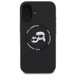 Carcasa Silicone Karl Lagerfeld Karl & Choupette Heads, Ring MagSafe, compatibila cu iPhone 16, Negru 2 - lerato.ro
