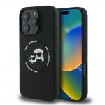 Carcasa Silicone Karl Lagerfeld Karl & Choupette Heads, Ring MagSafe, compatibila cu iPhone 16 Pro, Negru 4 - lerato.ro