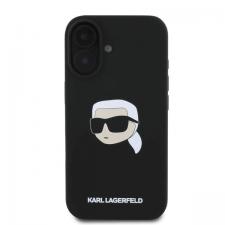 Carcasa Silicone Karl Lagerfeld Print Karl Head, cu MagSafe, compatibila cu iPhone 16, Negru