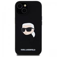 Carcasa Silicone Karl Lagerfeld Print Karl Head, cu MagSafe, compatibila cu iPhone 15, Negru