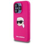 Carcasa Silicone Karl Lagerfeld Print Karl Head, cu MagSafe, compatibila cu iPhone 15 Pro Max, Fucsia 3 - lerato.ro