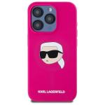 Carcasa Silicone Karl Lagerfeld Print Karl Head, cu MagSafe, compatibila cu iPhone 15 Pro Max, Fucsia 2 - lerato.ro