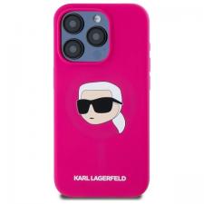 Carcasa Silicone Karl Lagerfeld Print Karl Head, cu MagSafe, compatibila cu iPhone 15 Pro Max, Fucsia