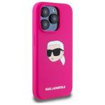 Carcasa Silicone Karl Lagerfeld Print Karl Head, cu MagSafe, compatibila cu iPhone 15 Pro Max, Fucsia 5 - lerato.ro
