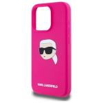 Carcasa Silicone Karl Lagerfeld Print Karl Head, cu MagSafe, compatibila cu iPhone 15 Pro Max, Fucsia 7 - lerato.ro