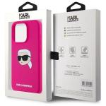 Carcasa Silicone Karl Lagerfeld Print Karl Head, cu MagSafe, compatibila cu iPhone 15 Pro Max, Fucsia 9 - lerato.ro