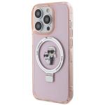 Carcasa Karl Lagerfeld Ring Stand Karl & Choupette cu MagSafe, compatibila cu iPhone 15 Pro, Roz 3 - lerato.ro