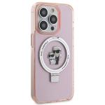 Carcasa Karl Lagerfeld Ring Stand Karl & Choupette cu MagSafe, compatibila cu iPhone 15 Pro, Roz 5 - lerato.ro