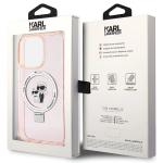 Carcasa Karl Lagerfeld Ring Stand Karl & Choupette cu MagSafe, compatibila cu iPhone 15 Pro, Roz 8 - lerato.ro