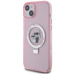 Carcasa Karl Lagerfeld Ring Stand Karl & Choupette cu MagSafe, compatibila cu iPhone 15 Plus, Roz 3 - lerato.ro