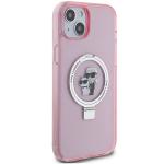 Carcasa Karl Lagerfeld Ring Stand Karl & Choupette cu MagSafe, compatibila cu iPhone 15 Plus, Roz 5 - lerato.ro
