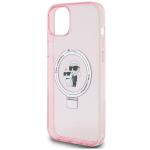 Carcasa Karl Lagerfeld Ring Stand Karl & Choupette cu MagSafe, compatibila cu iPhone 15 Plus, Roz 7 - lerato.ro
