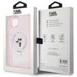 Carcasa Karl Lagerfeld Ring Stand Karl & Choupette cu MagSafe, compatibila cu iPhone 15, Roz 9 - lerato.ro