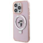 Carcasa Karl Lagerfeld Ring Stand Karl & Choupette cu MagSafe, compatibila cu iPhone 15 Pro Max, Roz 3 - lerato.ro