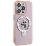Carcasa Karl Lagerfeld Ring Stand Karl & Choupette cu MagSafe, compatibila cu iPhone 15 Pro Max, Roz 5 - lerato.ro