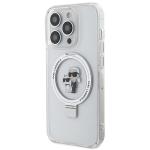 Carcasa Karl Lagerfeld Ring Stand Karl & Choupette cu MagSafe, compatibila cu iPhone 15 Pro Max, Alb 3 - lerato.ro