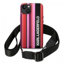 Carcasa Color Stripes Karl Lagerfeld Strap compatibila cu iPhone 14, roz