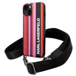 Carcasa Color Stripes Karl Lagerfeld Strap compatibila cu iPhone 14 Plus / 15 Plus, Roz 3 - lerato.ro