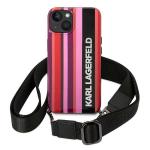 Carcasa Color Stripes Karl Lagerfeld Strap compatibila cu iPhone 14 Plus / 15 Plus, Roz 2 - lerato.ro