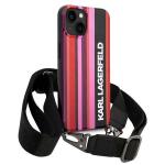 Carcasa Color Stripes Karl Lagerfeld Strap compatibila cu iPhone 14 Plus / 15 Plus, Roz 4 - lerato.ro