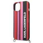 Carcasa Color Stripes Karl Lagerfeld Strap compatibila cu iPhone 14 Plus / 15 Plus, Roz 6 - lerato.ro