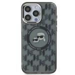 Carcasa Karl Lagerfeld IML Monogram Karl & Choupette Head, Ring MagSafe, compatibila cu iPhone 15 Pro, Negru 2 - lerato.ro