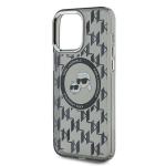Carcasa Karl Lagerfeld IML Monogram Karl & Choupette Head, Ring MagSafe, compatibila cu iPhone 15 Pro, Negru 7 - lerato.ro