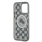 Carcasa Karl Lagerfeld IML Monogram Karl & Choupette Head, Ring MagSafe, compatibila cu iPhone 15 Pro, Negru 8 - lerato.ro