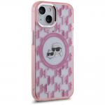 Carcasa Karl Lagerfeld IML Monogram Karl & Choupette Head, Ring MagSafe, compatibila cu iPhone 15 Plus, Roz 5 - lerato.ro