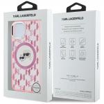 Carcasa Karl Lagerfeld IML Monogram Karl & Choupette Head, Ring MagSafe, compatibila cu iPhone 15 Plus, Roz 9 - lerato.ro