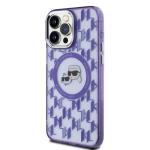 Carcasa Karl Lagerfeld IML Monogram Karl & Choupette Head, Ring MagSafe, compatibila cu iPhone 15 Pro Max, Mov 4 - lerato.ro