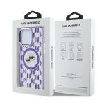 Carcasa Karl Lagerfeld IML Monogram Karl & Choupette Head, Ring MagSafe, compatibila cu iPhone 15 Pro Max, Mov 6 - lerato.ro