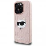 Carcasa Karl Lagerfeld 3D Rubber Monogram & Choupette, compatibila cu iPhone 16 Pro Max, Roz 3 - lerato.ro