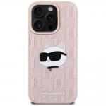 Carcasa Karl Lagerfeld 3D Rubber Monogram & Choupette, compatibila cu iPhone 16 Pro Max, Roz 2 - lerato.ro