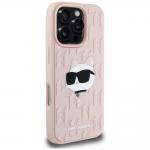 Carcasa Karl Lagerfeld 3D Rubber Monogram & Choupette, compatibila cu iPhone 16 Pro Max, Roz 5 - lerato.ro