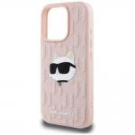 Carcasa Karl Lagerfeld 3D Rubber Monogram & Choupette, compatibila cu iPhone 16 Pro Max, Roz 7 - lerato.ro