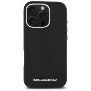 Carcasa Karl Lagerfeld Saffiano Full Wrapped Elongated Metal Logo, cu MagSafe, compatibila cu iPhone 16 Pro, Negru