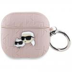 Carcasa Karl Lagerfeld Monogram Choupette Head, cu breloc, compatibila cu AirPods 4, Roz 2 - lerato.ro