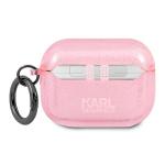 Carcasa Karl Lagerfeld, Logo Karl's Head Glitter, cu breloc, compatibila cu AirPods Pro, Roz 3 - lerato.ro