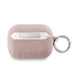 Carcasa Karl Lagerfeld Monogram Choupette Head, cu breloc, compatibila cu AirPods Pro 2, Roz 3 - lerato.ro