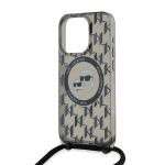 Carcasa Karl Lagerfeld IML Crossbody Monogram Karl & Choupette Head MagSafe, cu Lanyard, compatibila cu iPhone 15 Pro, Negru 13 - lerato.ro