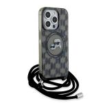 Carcasa Karl Lagerfeld IML Crossbody Monogram Karl & Choupette Head MagSafe, cu Lanyard, compatibila cu iPhone 15 Pro, Negru 11 - lerato.ro