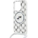 Carcasa Karl Lagerfeld IML Crossbody Monogram Karl & Choupette Head MagSafe, cu Lanyard, compatibila cu iPhone 15 Pro Max, Transparent 5 - lerato.ro