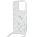 Carcasa Karl Lagerfeld IML Crossbody Monogram Karl & Choupette Head MagSafe, cu Lanyard, compatibila cu iPhone 15 Pro Max, Transparent 6 - lerato.ro