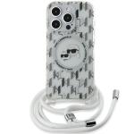Carcasa Karl Lagerfeld IML Crossbody Monogram Karl & Choupette Head MagSafe, cu Lanyard, compatibila cu iPhone 15 Pro Max, Transparent 8 - lerato.ro